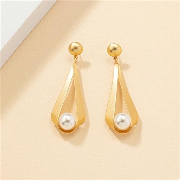 18K Gold-Plated Pearl Drop Earrings - Picture 3 of 4